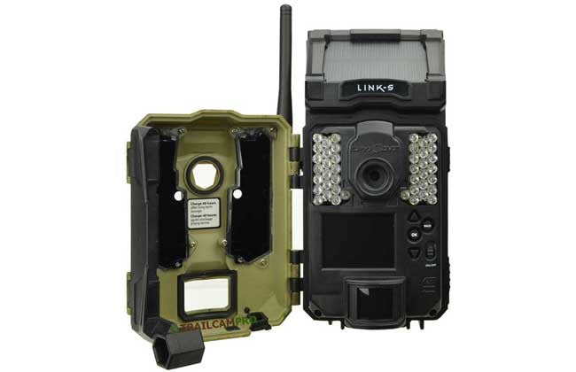 Spypoint Link S cellular trail camera open width="650" height="420"