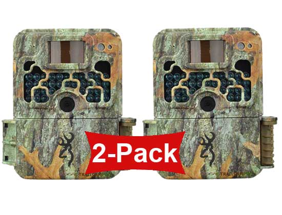 front view of 2 pack of browning strike force extreme trail cameras 