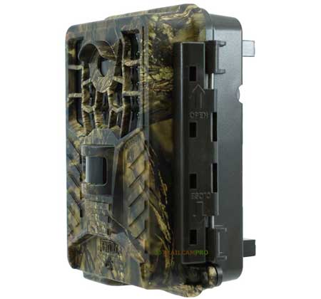 Side view of the Covert Black Maverick Trail Camera 