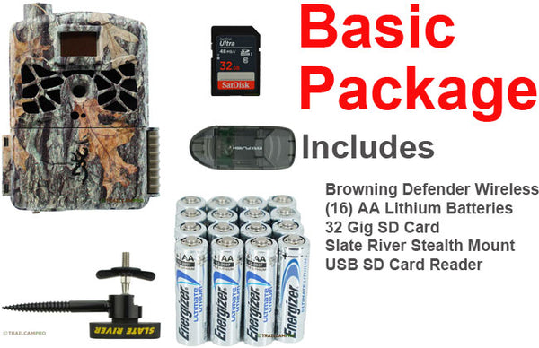 Browning Trail Cameras Defender Wireless Vision Pro HD Bundle - Live Stream, Battery Pack & Card Reader Included